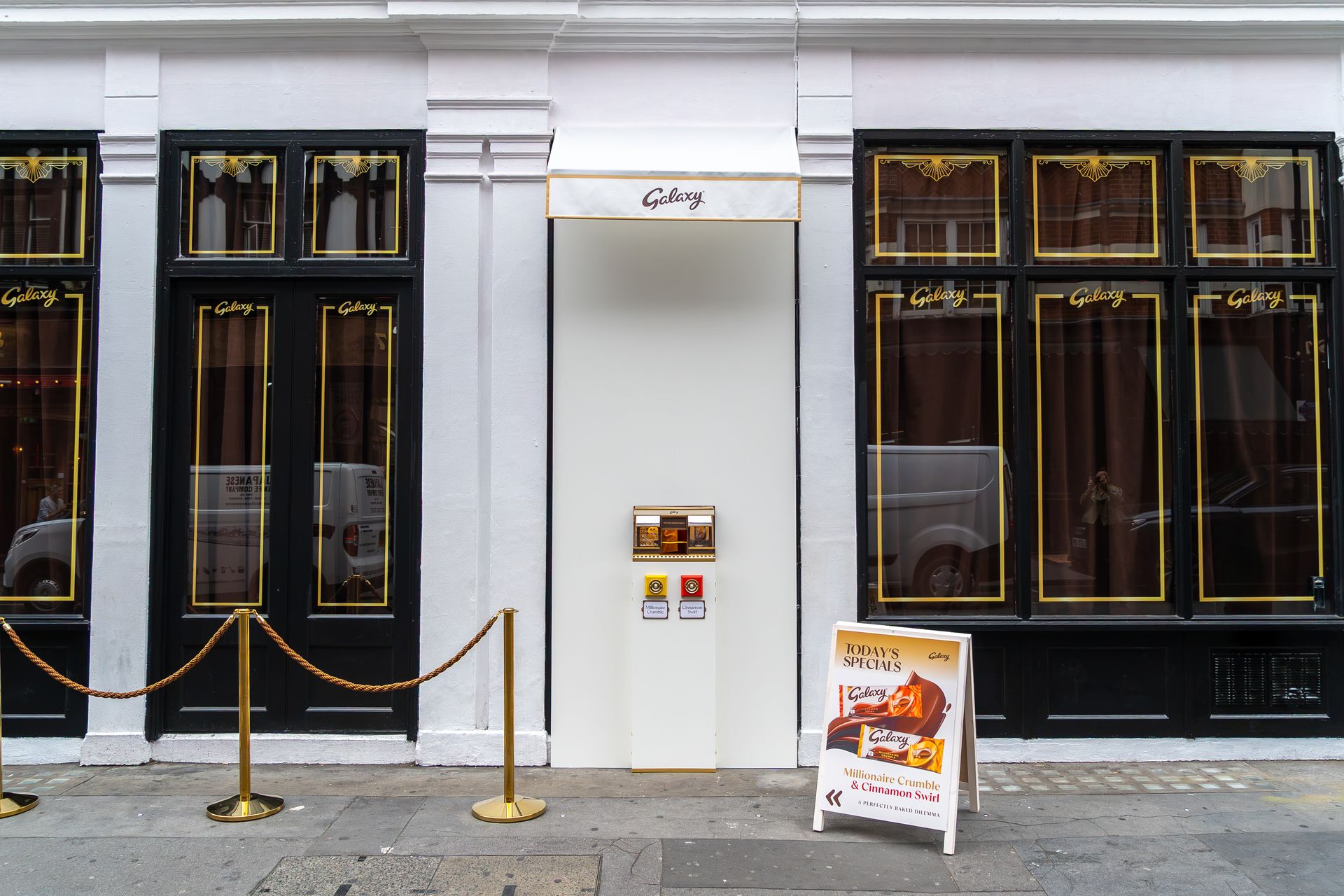 The Galaxy Bar-Sized Bakery pop-up on a Soho street